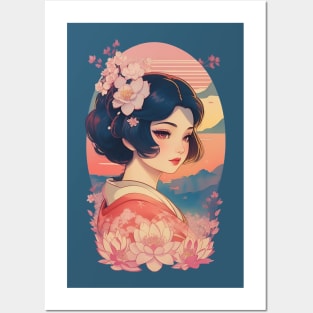 Vintage Japanese Lotus illustration Posters and Art